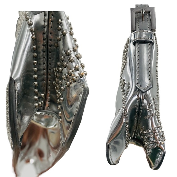 BY FAR Dulce Logo Mini Shoulder Bag in Metallic Silver - Picture 8 of 14